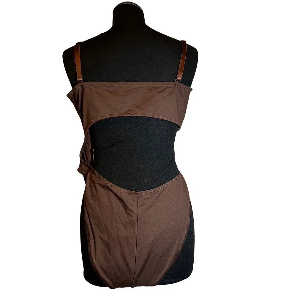 SKIMS Swim Strapless Cut Out Monokini Swimsuit in Cocoa Brown, Size 3X, NWT